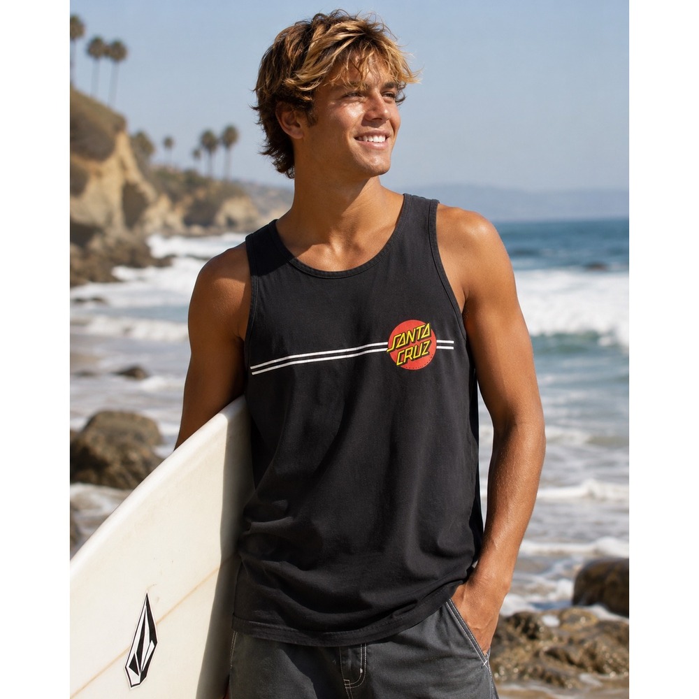 Santa Cruz Skateboards Mens Classic Logo Tank Top Black Skate Surf Beach